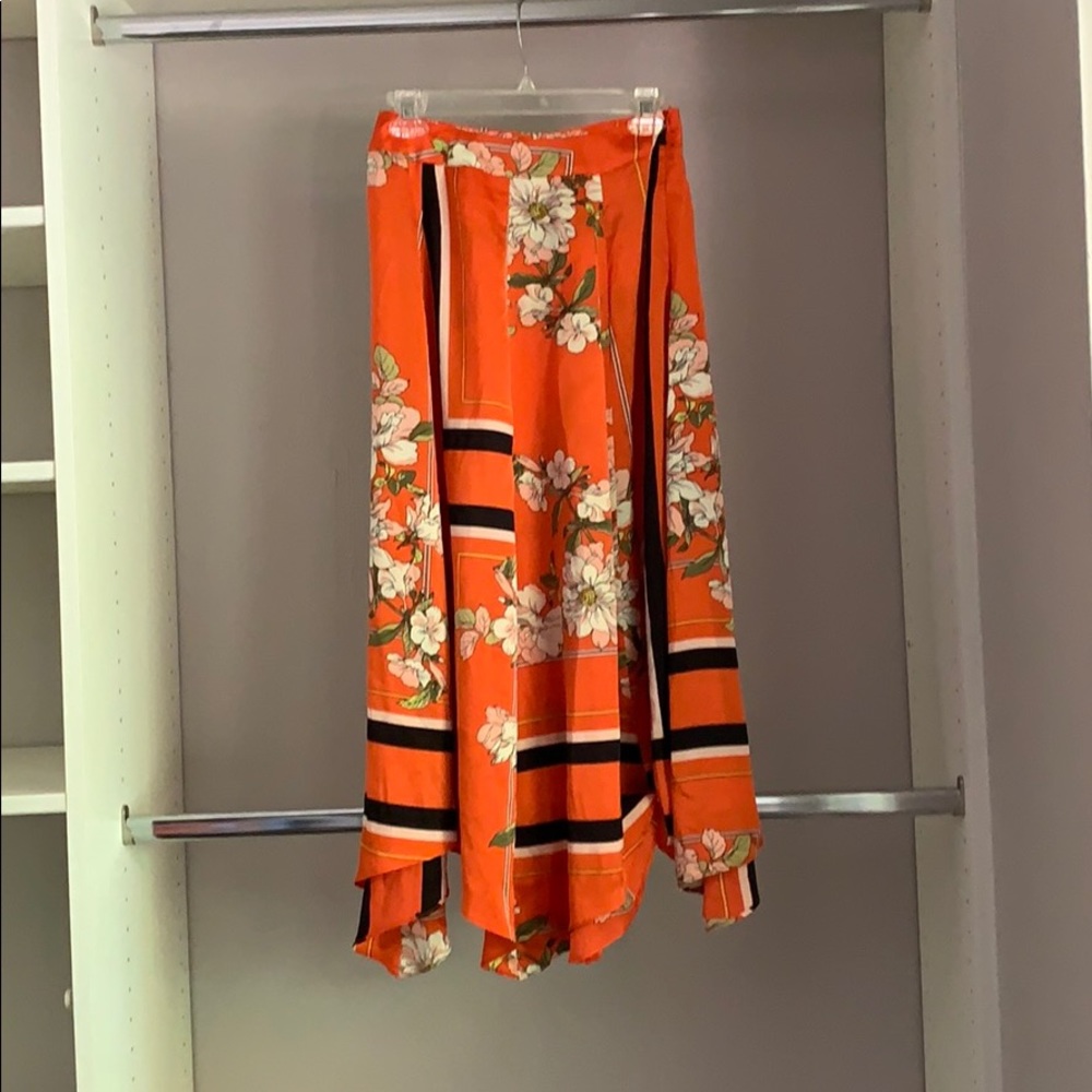 Orange satin skirt